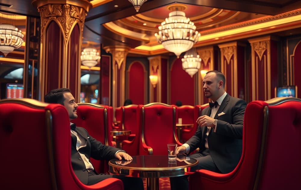 VIP-spiller i eksklusiv casino-lounge med personlig vert