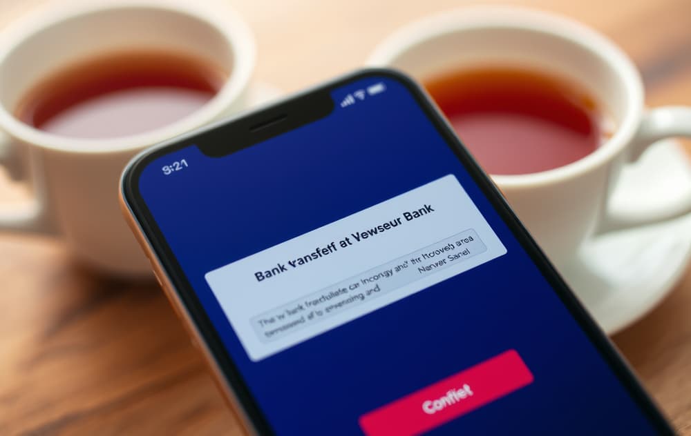 Person som jobber på laptop med bankkort og mobil, norsk hjemmekontor