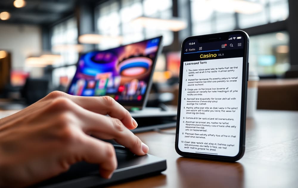 Person som sammenligner casinoer på datamaskin og mobil.