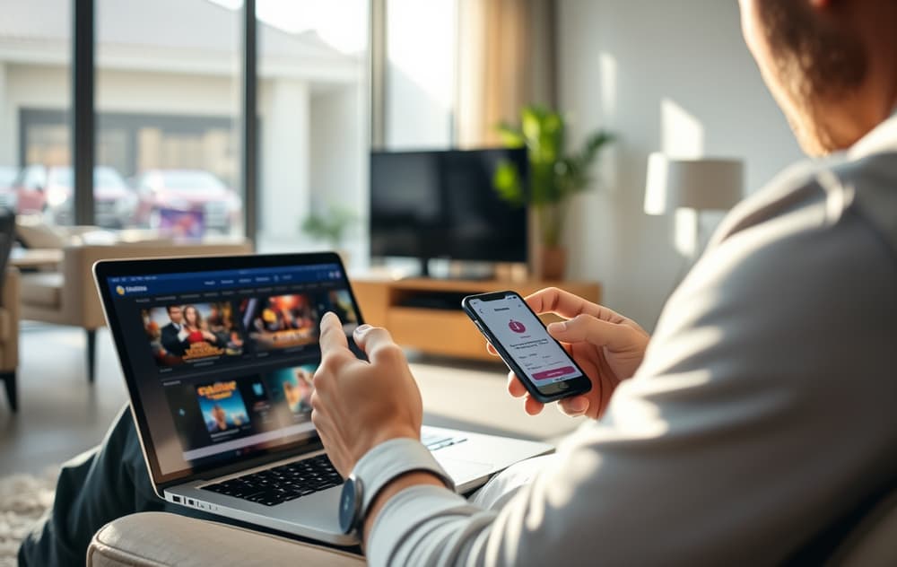 Spiller sjekker uttaksbekreftelse på mobiltelefon hos et casino med raske uttak.